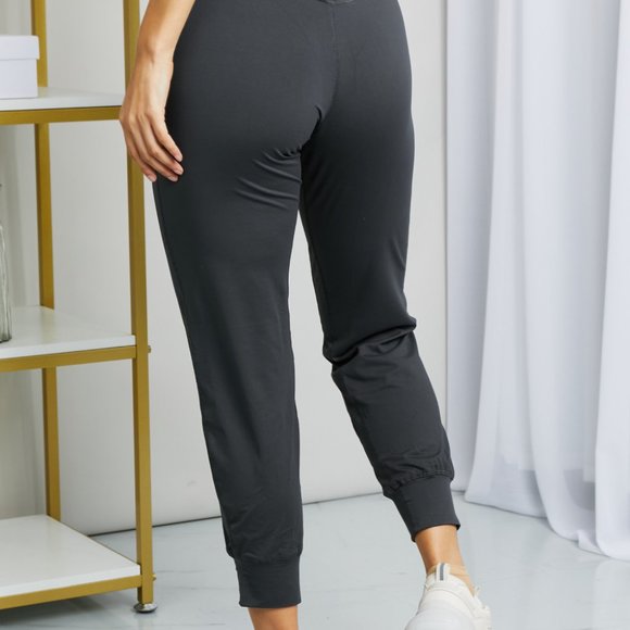 LOVEIT Full Size Wide Waistband Cropped Joggers - Picture 2 of 8